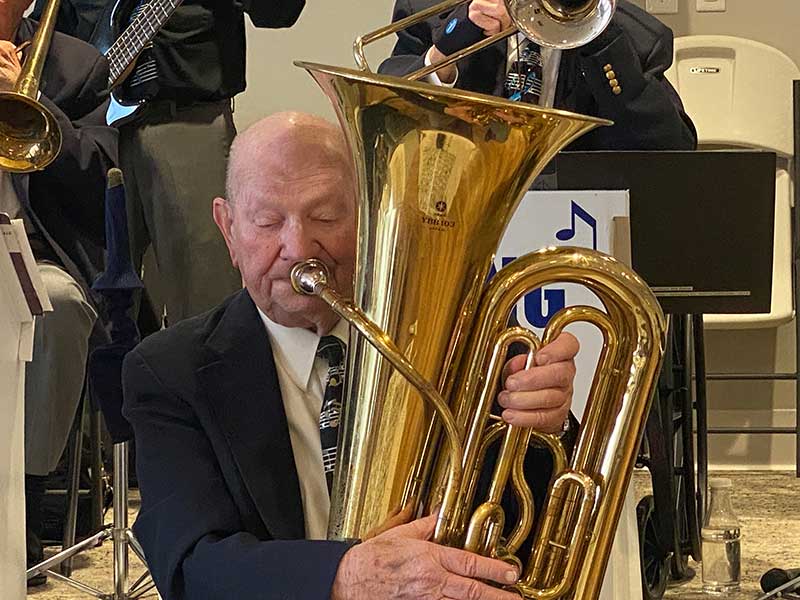 tuba player performing