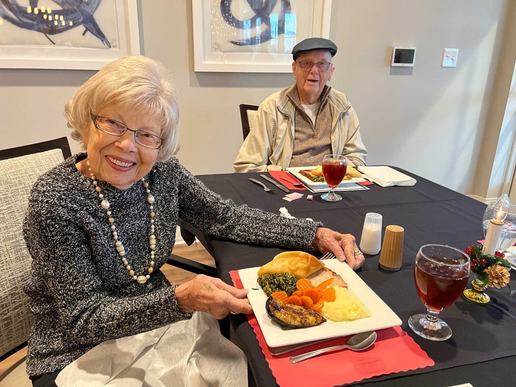 lady enjoying her meal